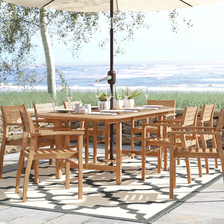 Lark Manor Anautica 8 Person Oval Teak Outdoor Dining Set